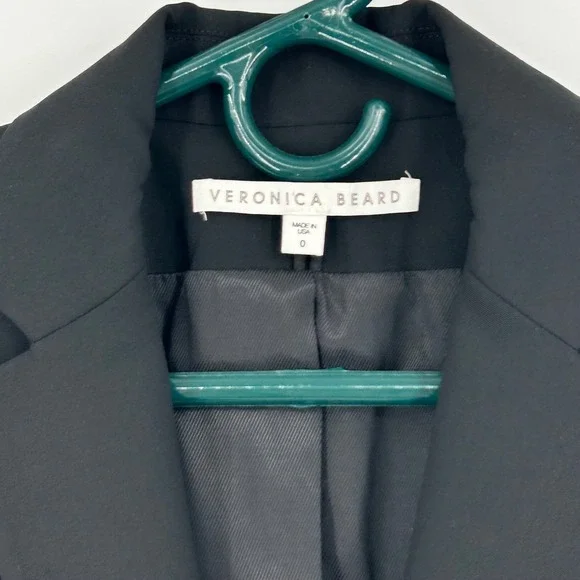 Veronica Beard Classic Dickey Jacket Wms Blazer Size 0 Black Virgin Wool Single - Picture 2 of 8